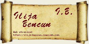Ilija Bencun vizit kartica